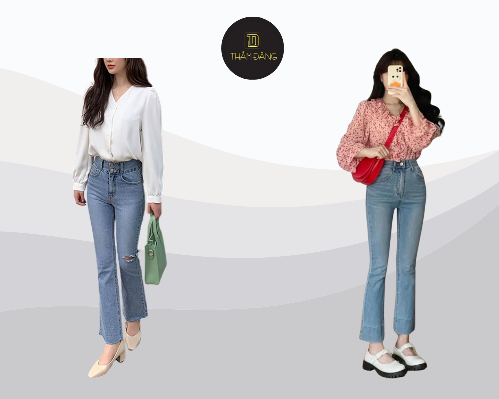 phối đồ với quần jean tinh tế