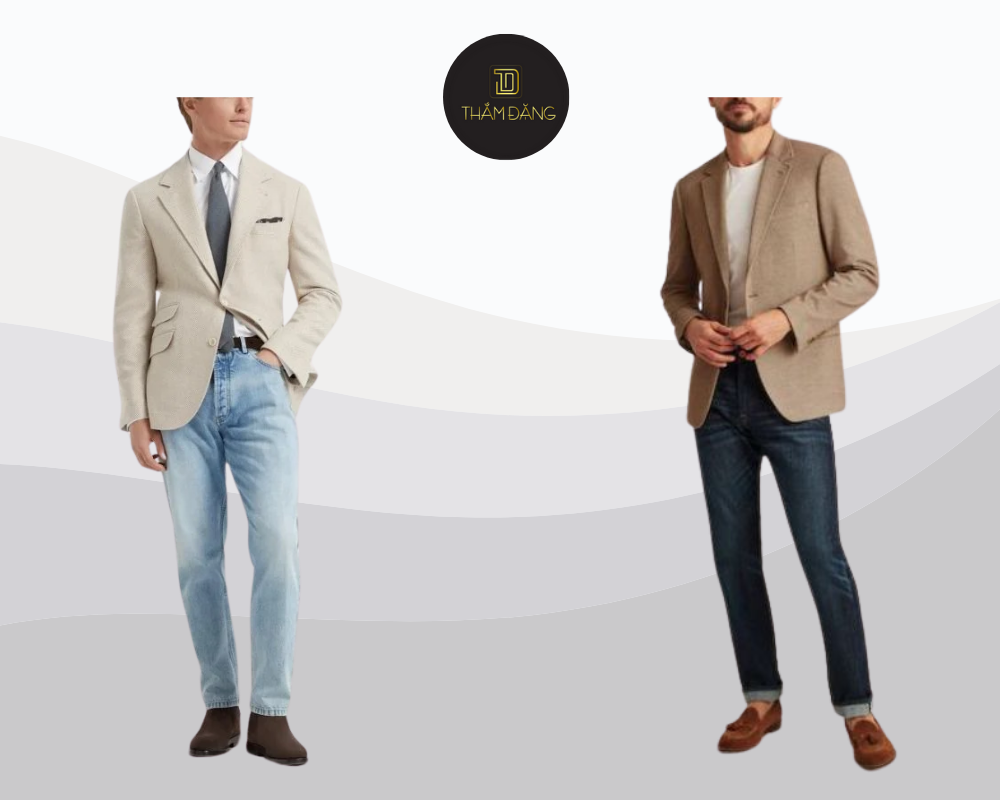 phối đồ với quần jean lịch lãm