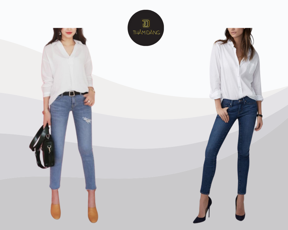 phối đồ với quần jean thanh lịch