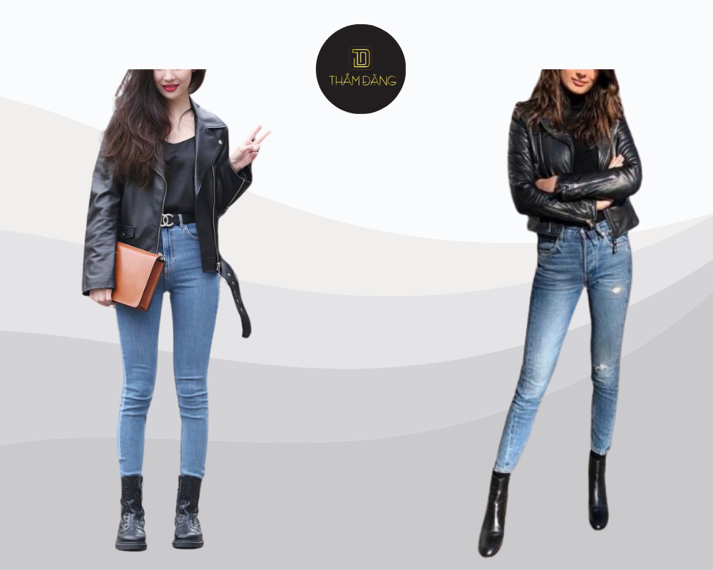 phối đồ với quần jean cá tính