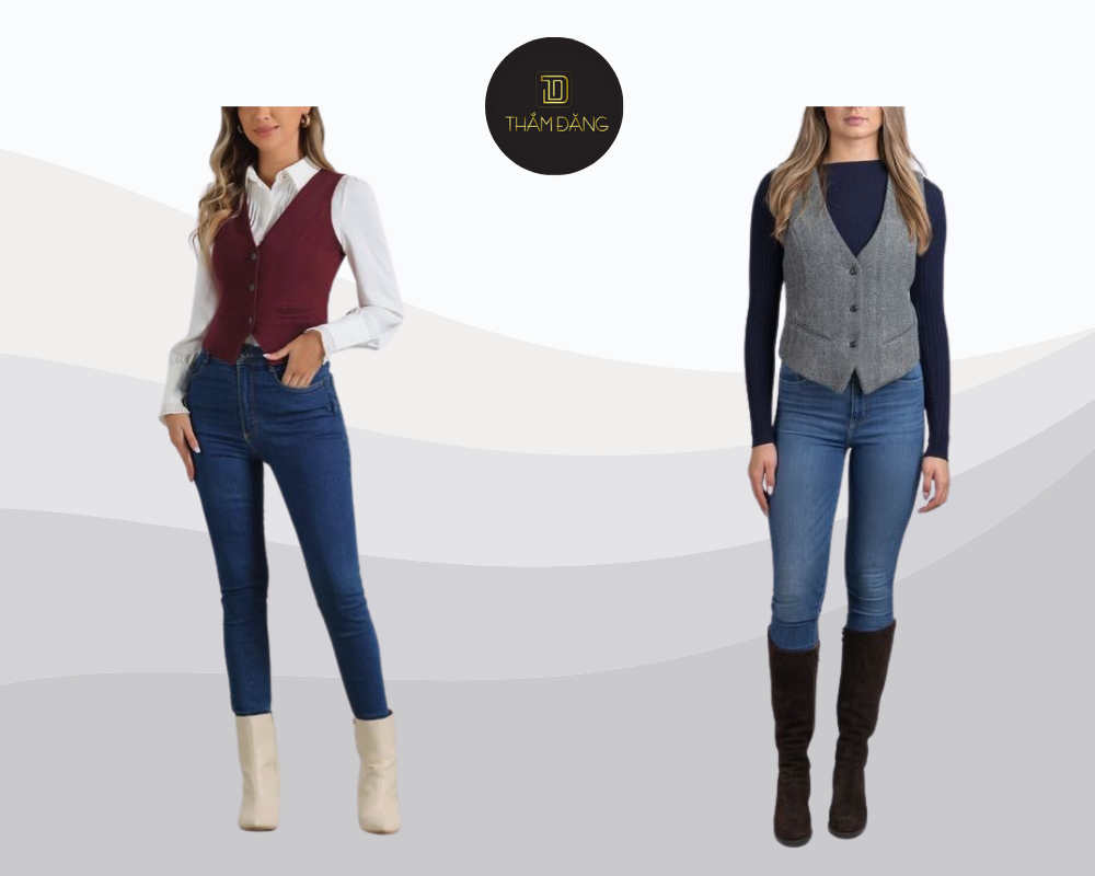phối đồ với quần jean thanh lịch