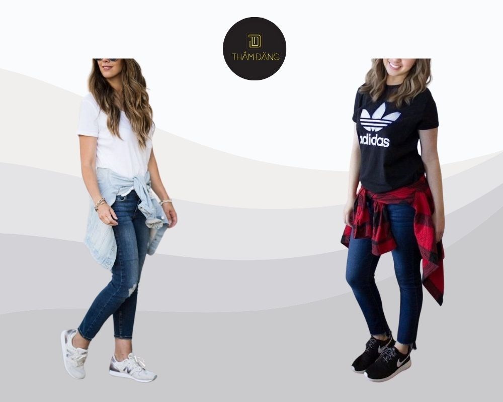 phối đồ với quần legging chất liệu cotton