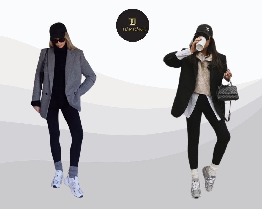 phối đồ với quần legging nữ thời thượng