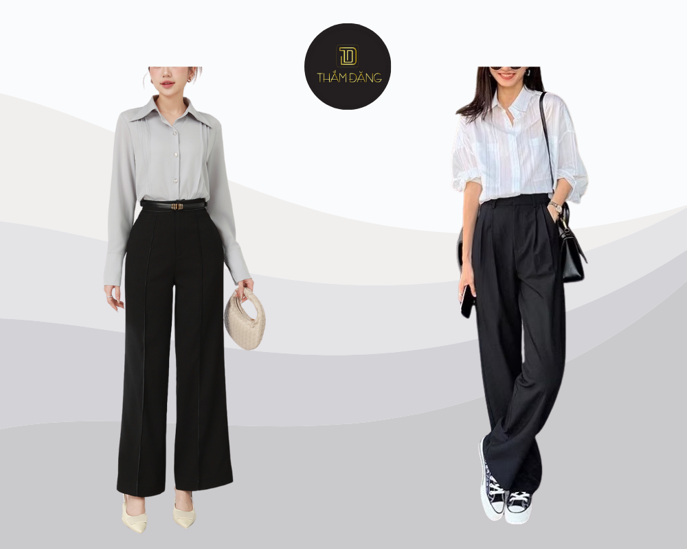 Combo sơ mi và quần ống rộng mang đến vẻ đẹp thanh lịch hoàn hảo.