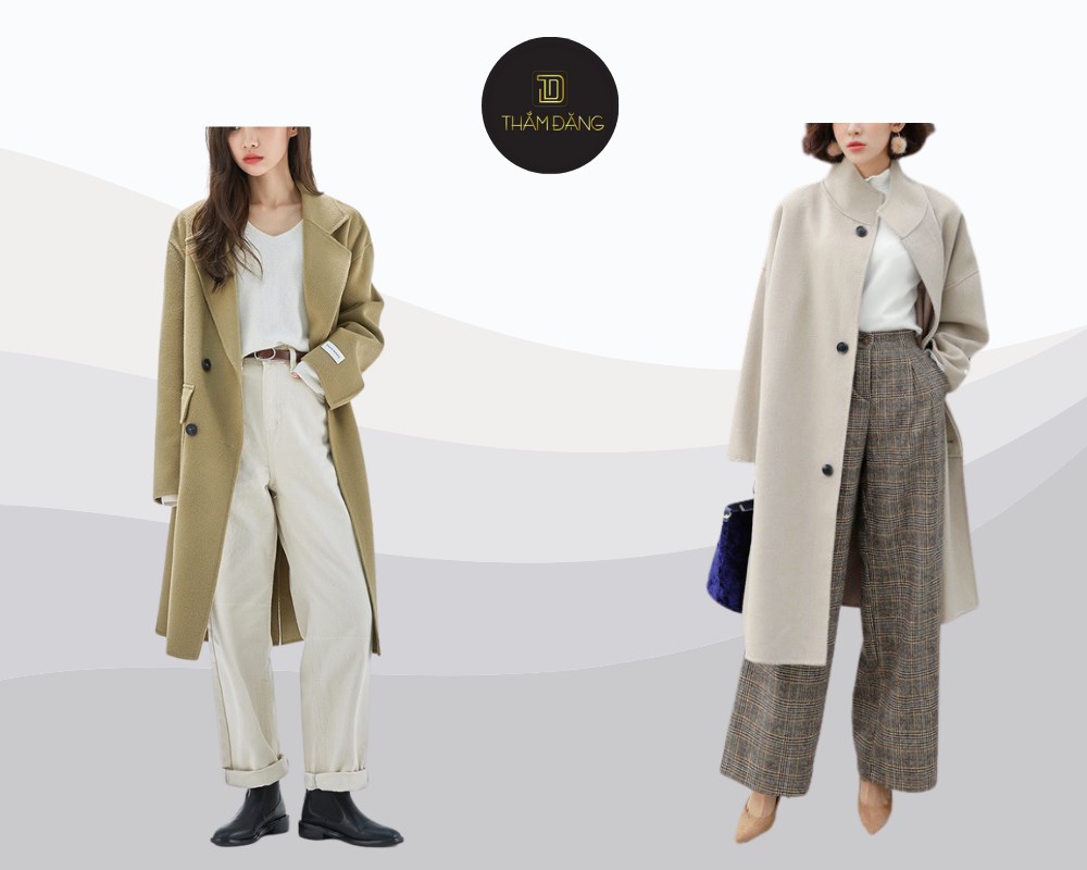 Outfit quần ống rộng áo khoác dài sang trọng cá tính giữ ấm chuẩn mùa đông.
