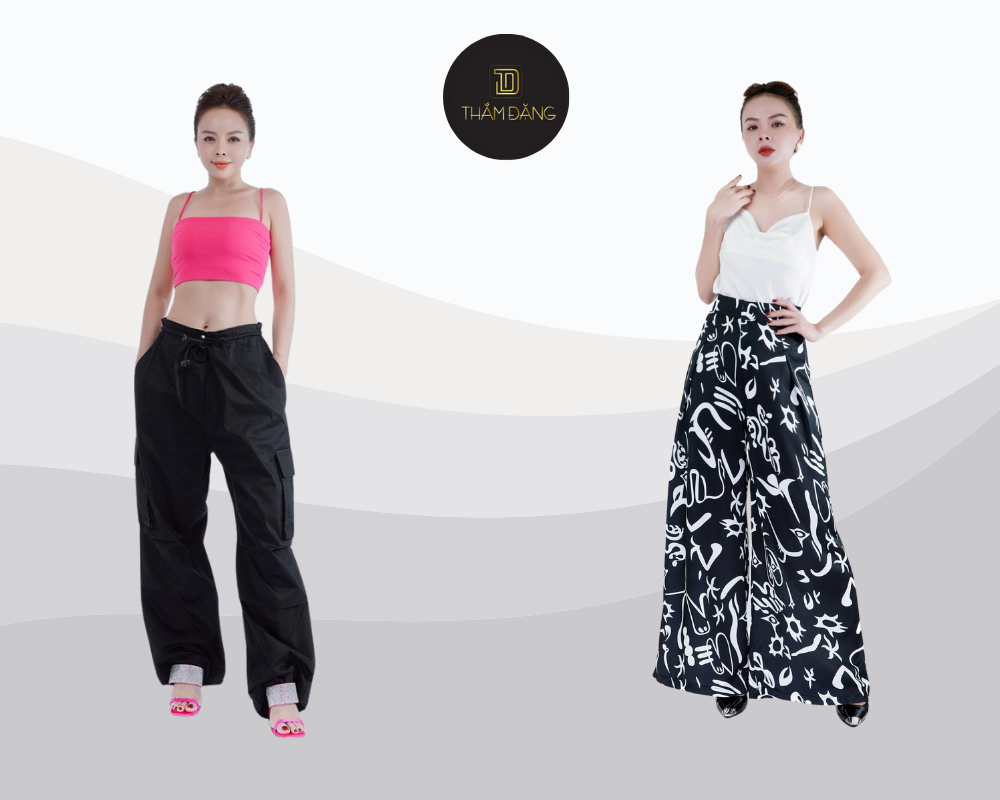 Quần ống rộng lưng thun mặc với áo gì? Kết hợp áo hai dây tạo nên phong cách hè vừa đẹp vừa thoải mái.