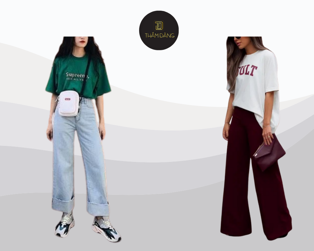 Áo lửng mặc với quần ống rộng? Thoải mái và cá tính cùng combo áo phông quần ống rộng thiết kế oversize trendy