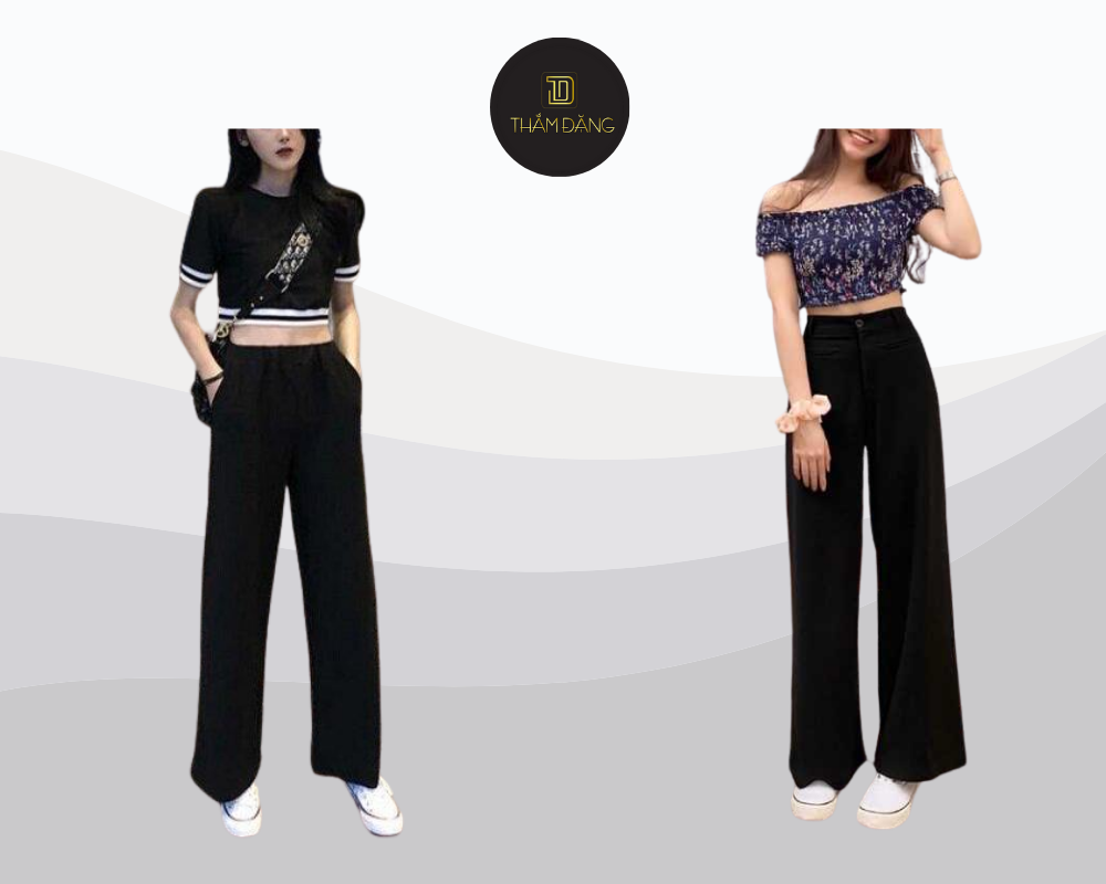 Quần ống rộng mặc với áo gì? Áo croptop mix quần ống rộng tôn dáng trẻ trung và cá tính.