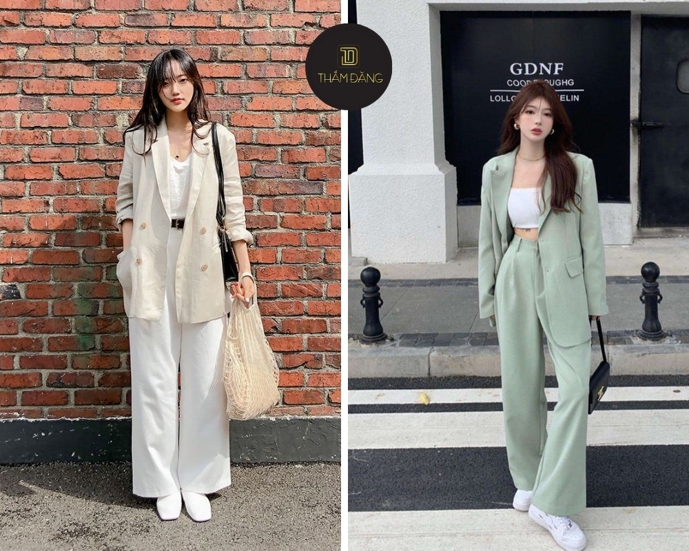 Outfit với quần ống rộng và blazer - set đồ công sở quyền lực nữ tính chuẩn mực cho ngày làm việc chuyên nghiệp