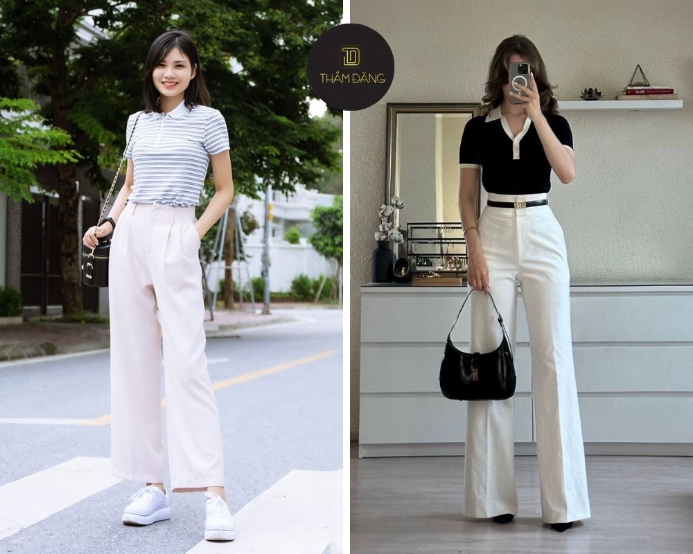 Quần ống rộng mặc áo gì? Mix áo polo - cách phối đồ quần ống rộng năng động phù hợp mọi hoàn cảnh