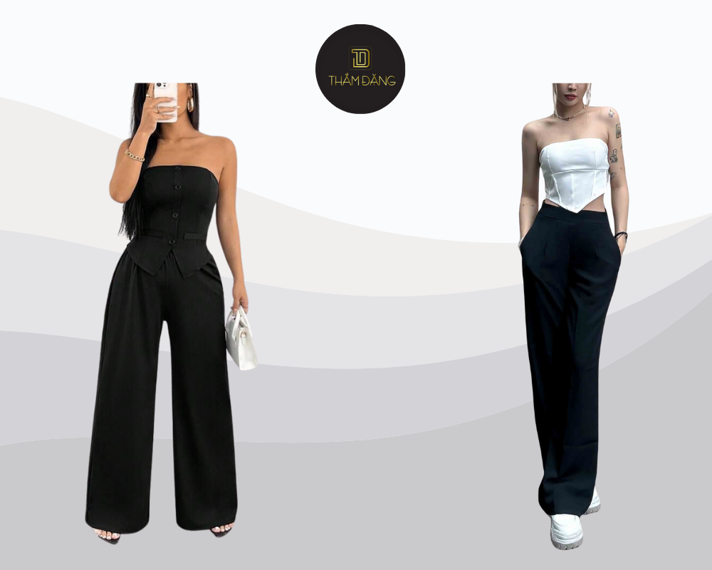 Quần ống rộng phối với áo gì? Áo ống phối quần rộng tạo style trẻ trung gợi cảm và thoải mái hè này.