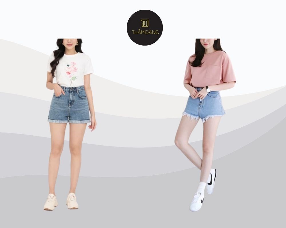 Nữ có dáng người thấp nên tránh chọn quần short quá dài so với cơ thể