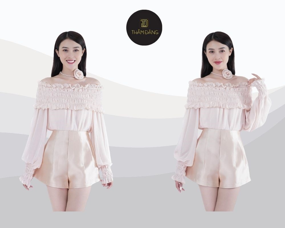 Quần short lưng cao giúp tạo hiệu ứng chân dài và làm nổi bật vòng eo nhờ cạp cao ngang hoặc trên rốn