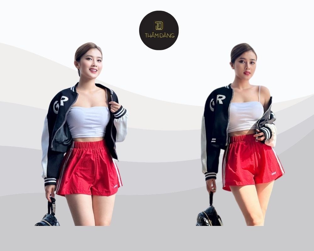 Shorts thể thao được làm từ chất liệu thun, spandex hoặc polyester co giãn, thấm hút tốt