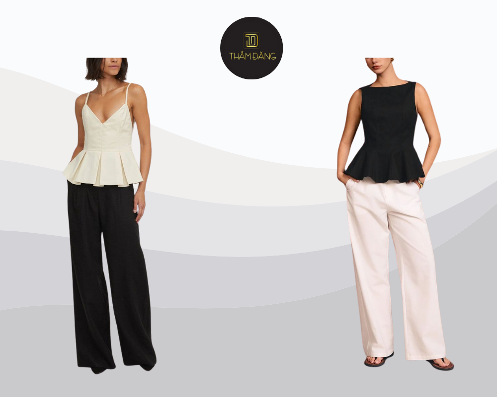 Set áo peplum và quần tây tôn dáng, thanh lịch và quyến rũ.