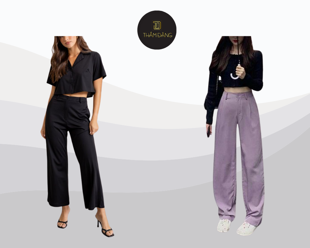 Phối quần tây với áo thun nữ croptop giúp tôn dáng trẻ trung, năng động và thoải mái.