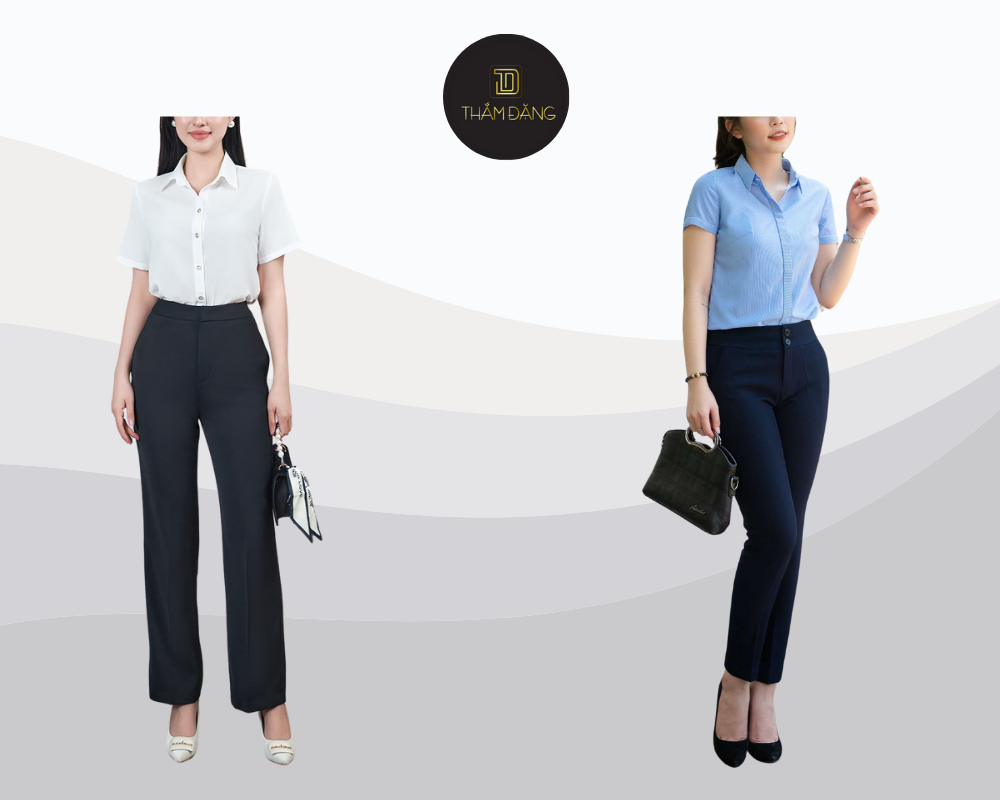 Quần tây đen nữ phối với áo gì? Áo sơ mi tạo vẻ ngoài chuyên nghiệp tinh tế cho nàng công sở.