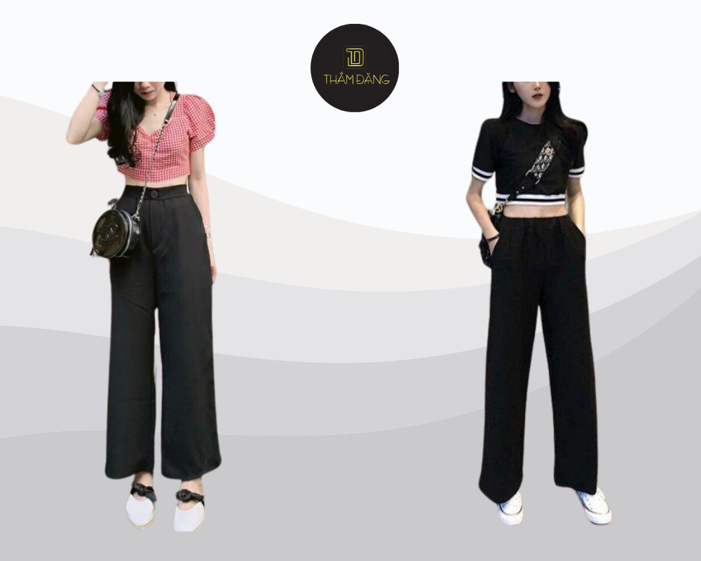Quần tây đen nữ phối với áo gì? Áo croptop sẽ giúp tôn eo và tạo dáng chuẩn cuốn hút.