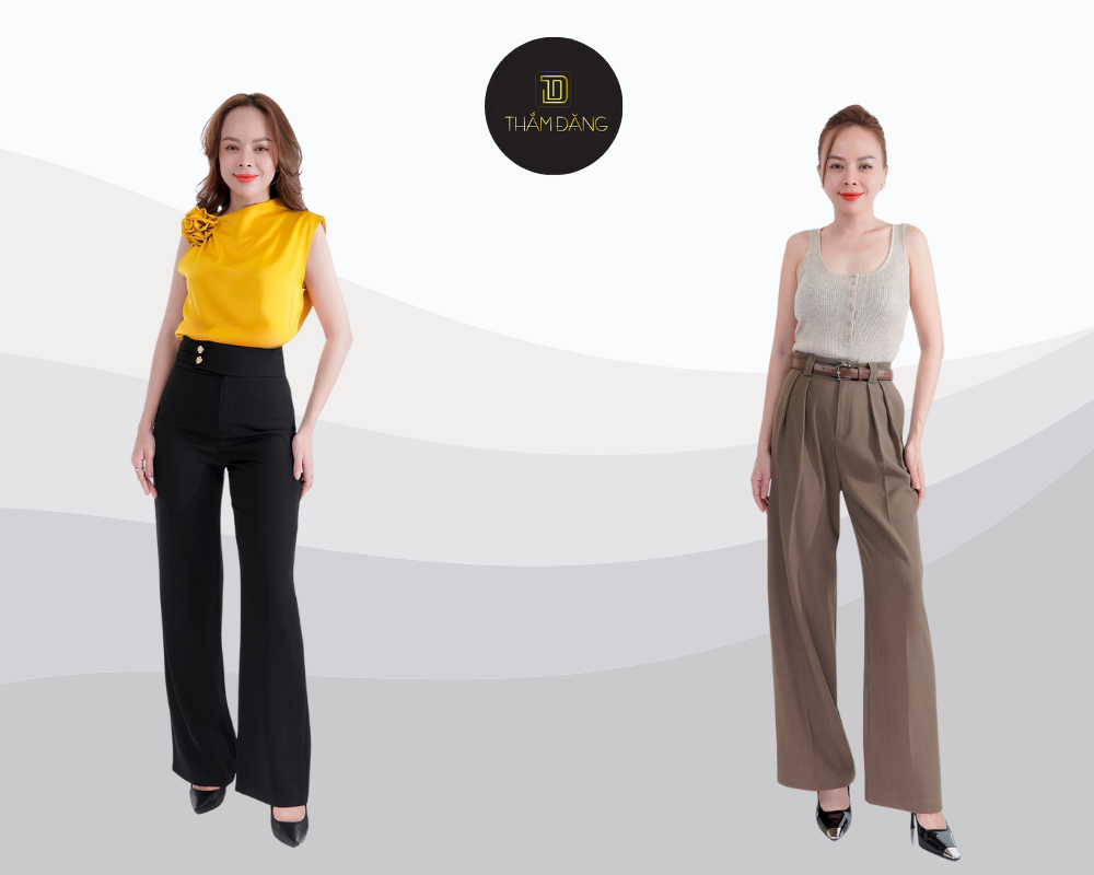 phối đồ với quần tây ống rộng đẹp