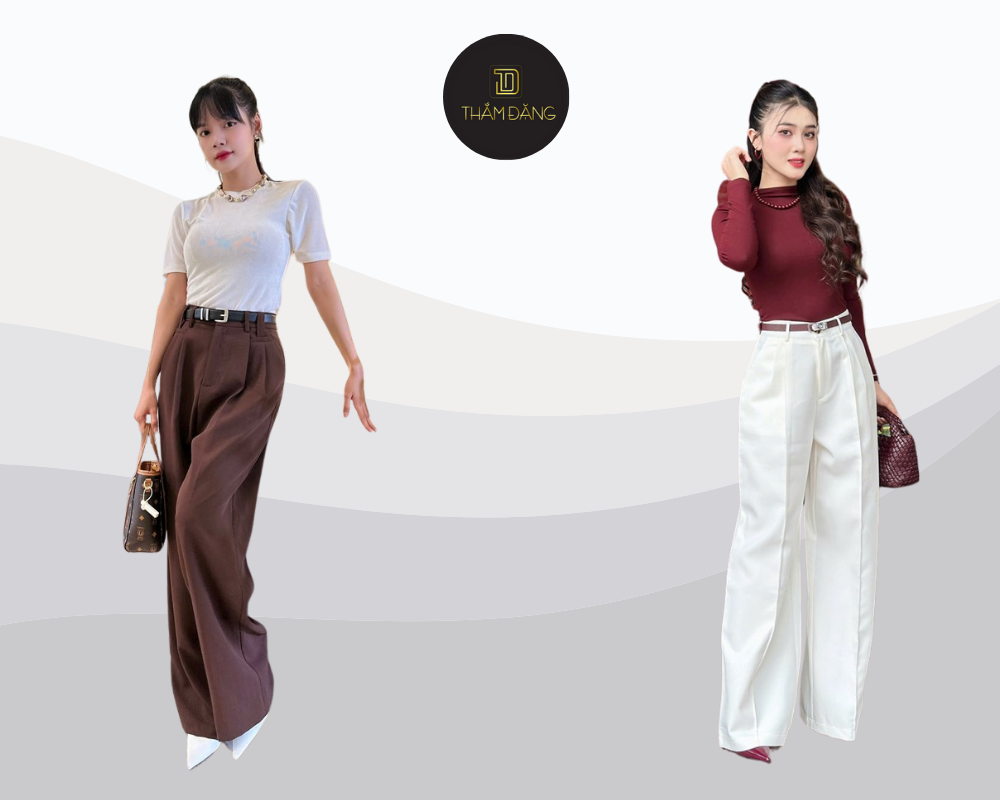 phối đồ với quần tây ống rộng tôn nét