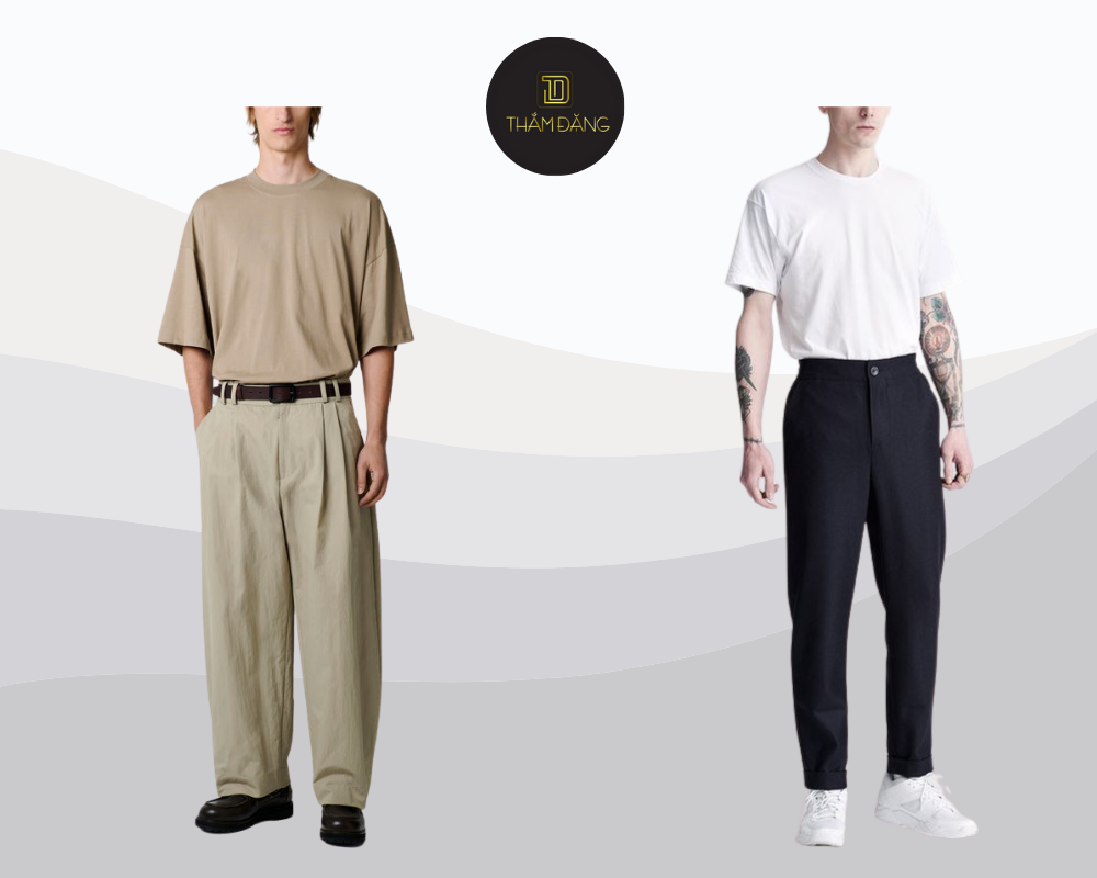 phối đồ với quần tây ống rộng nam tính