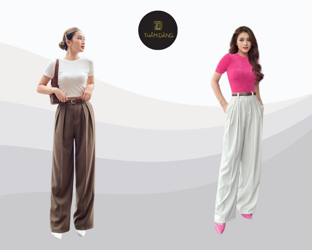 phối đồ với quần tây ống rộng trẻ trung
