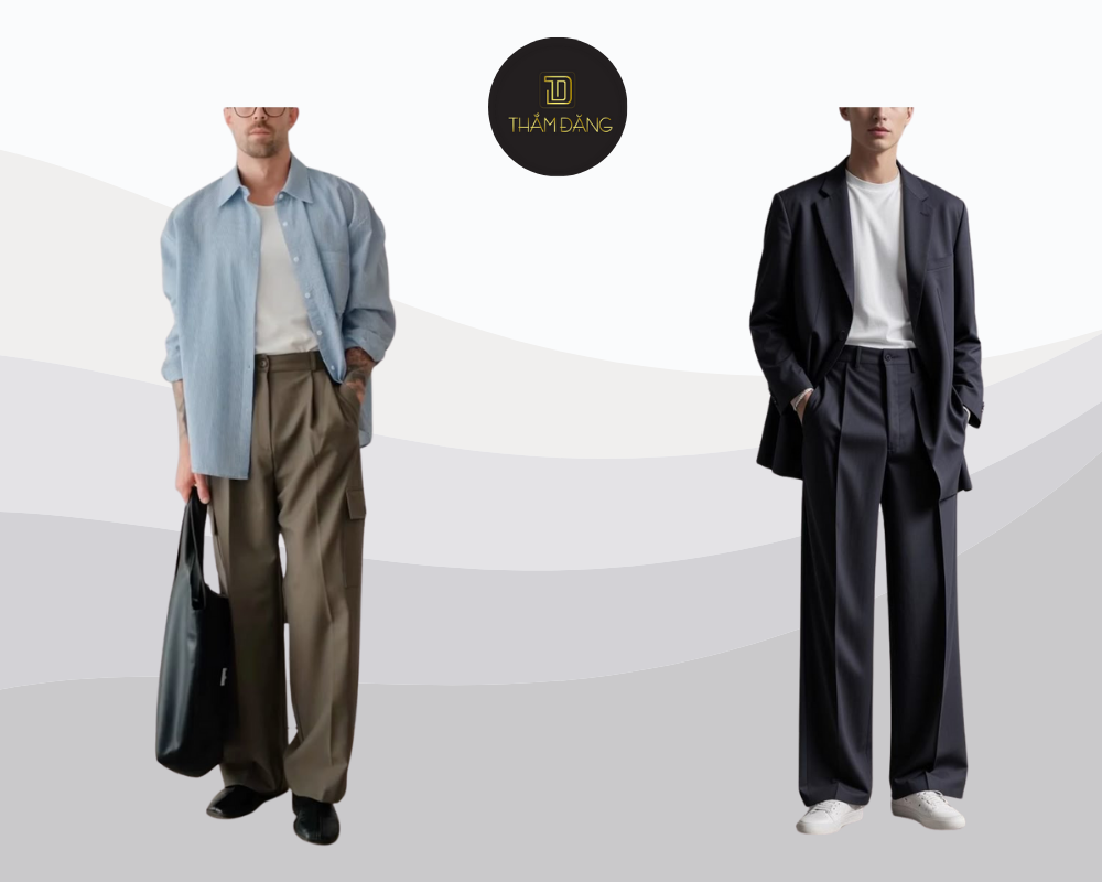 phối đồ với quần tây ống rộng cho thời tiết lạnh