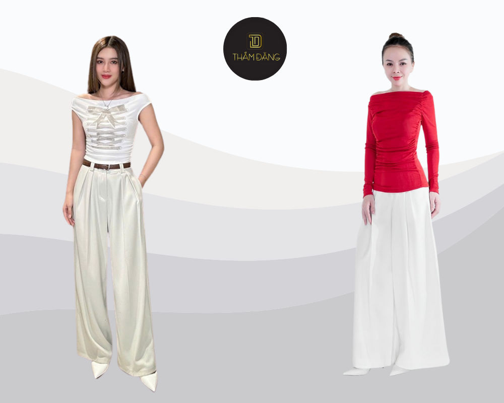phối đồ với quần tây ống rộng quyến rũ