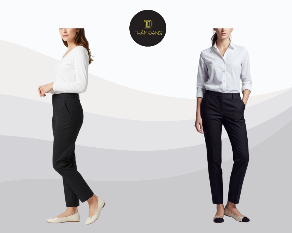 phối giày với quần tây đen nữ xinh