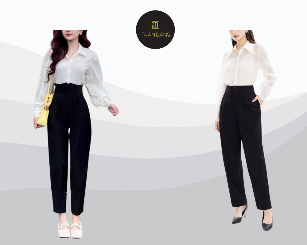 phối giày với quần tây đen nữ thời thượng