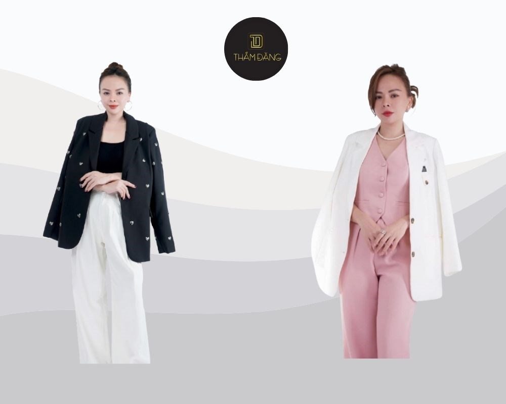 Kết hợp này tạo nên kiểu dáng mạnh mẽ nhưng không kém phần nữ tính