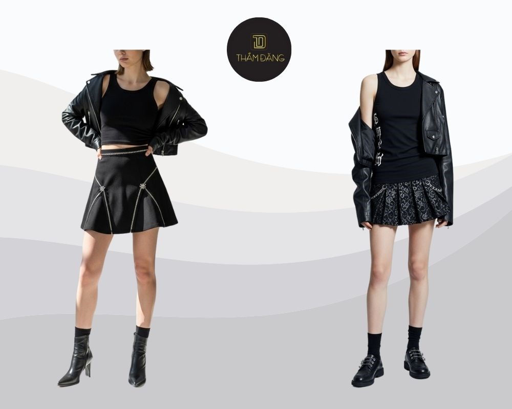 Set đồ tanktop đen và boots combat cho nàng gothic cá tính nổi loạn và cuốn hút