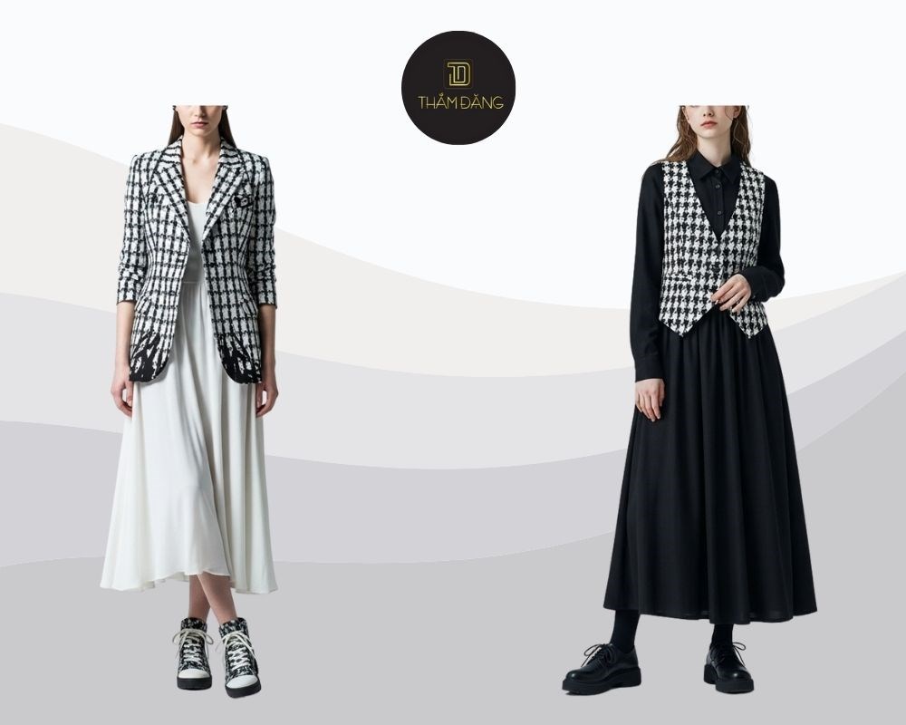 Váy suông và vest Gothic tạo nên vẻ ngoài cổ điển pha nét hiện đại sáng tạo
