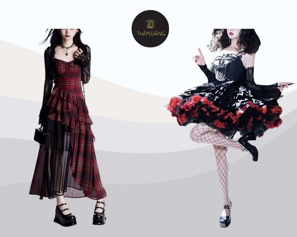 Váy Lolita Gothic kết hợp nét đáng yêu và u tối tạo nên phong cách nổi bật
