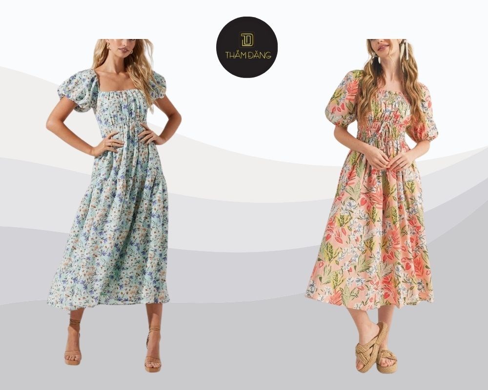đầm maxi cùng phụ kiện phong cách retro