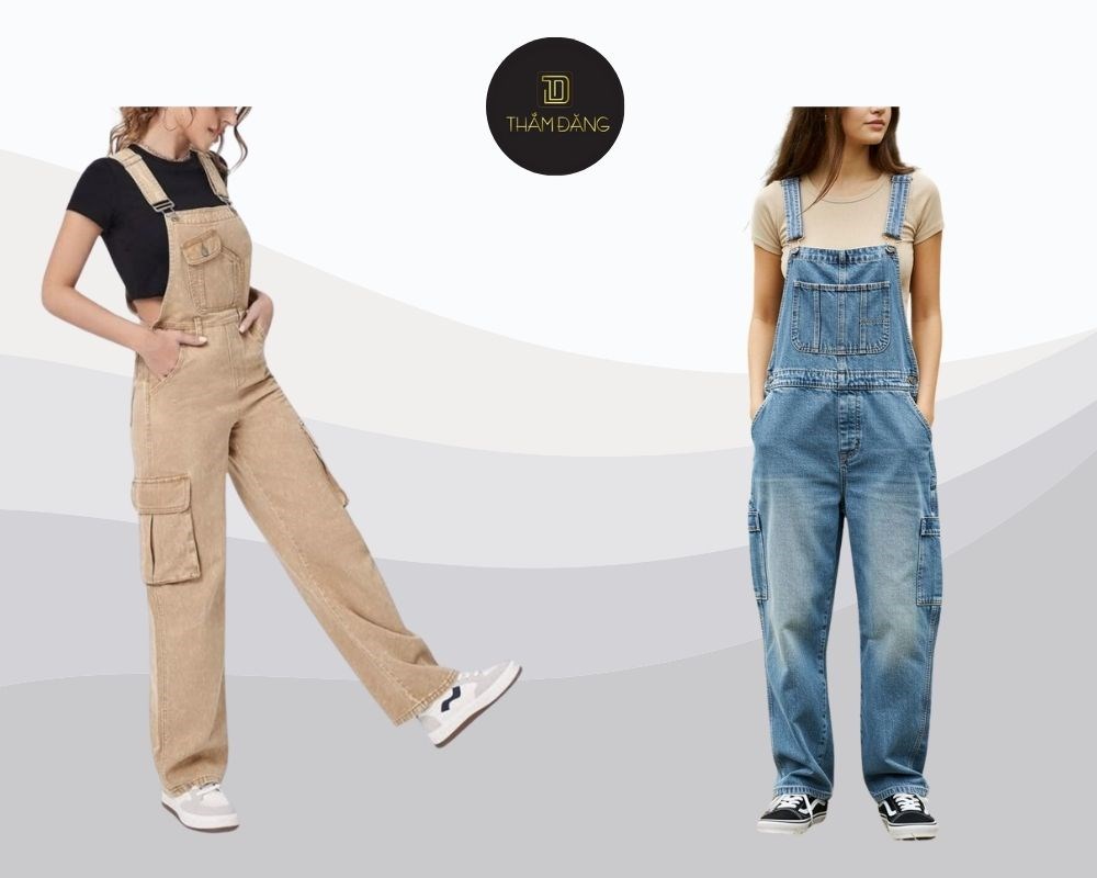 set quần yếm phong cách retro