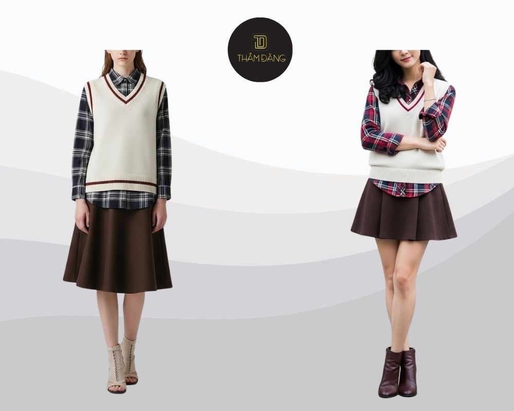 set đồ preppy phong cách vintage
