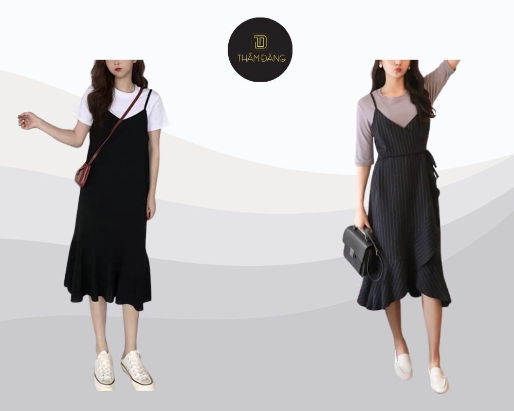 váy yếm đuôi cá phong cách vintage