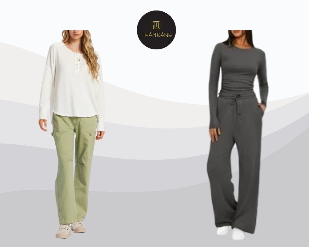 Set đồ baggy và áo thun dài tay cho cô nàng năng động chuẩn trendy mỗi ngày.