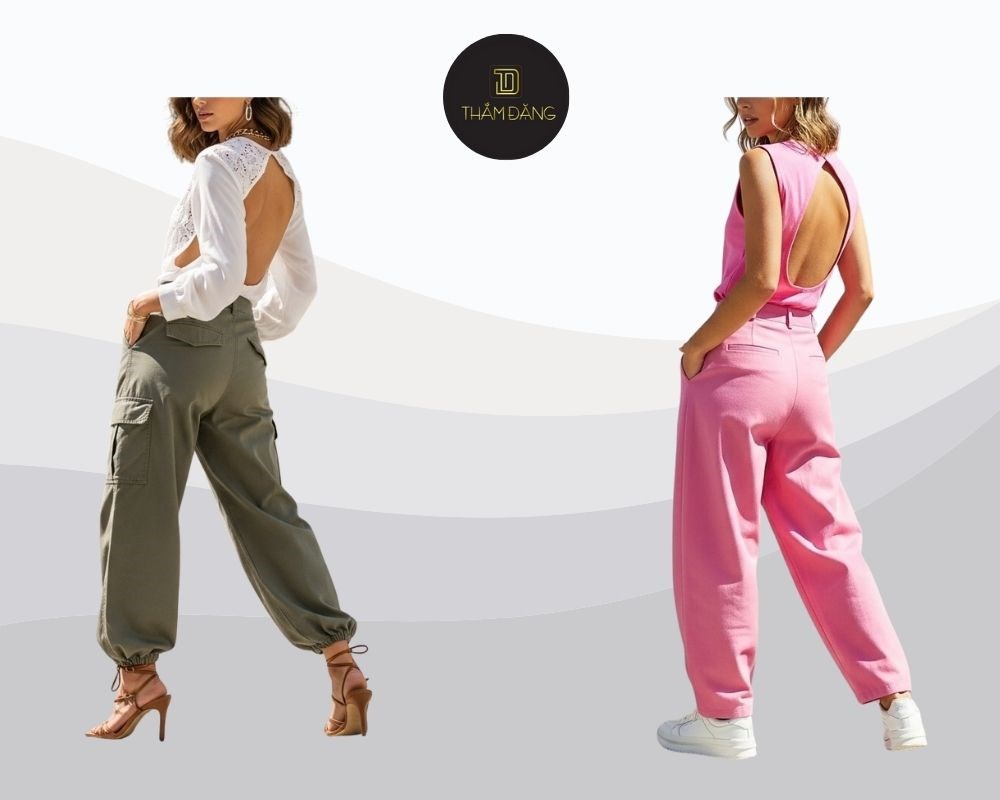 Áo hở lưng phối quần baggy tạo vẻ quyến rũ thanh lịch đầy cá tính