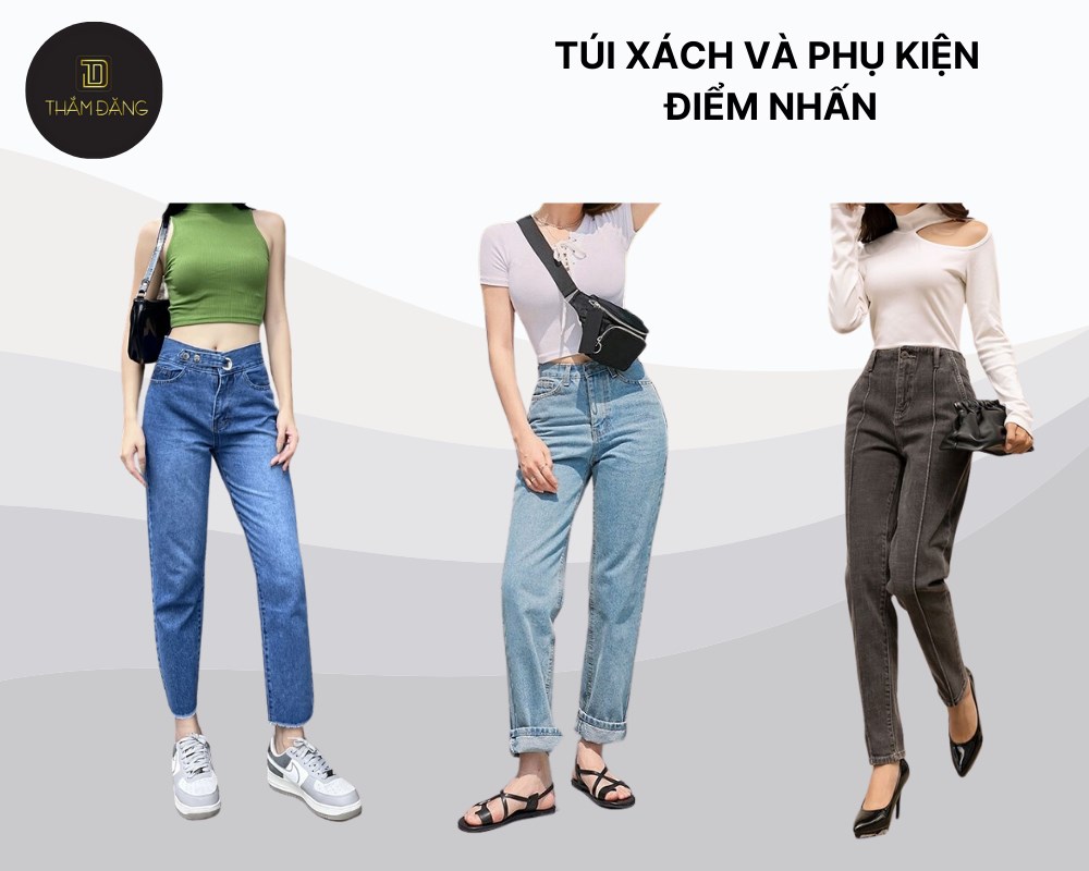 Túi xách và phụ kiện là điểm nhấn hoàn hảo, giúp set đồ với baggy jeans trở nên nổi bật và cuốn hút hơn bao giờ hết