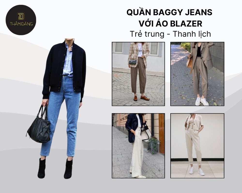 Blazer phối quần baggy giúp bạn trở nên năng động trẻ trung