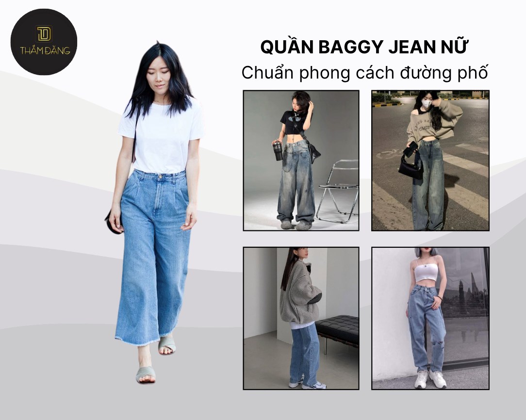 Dạo phố với quần jean baggy nữ