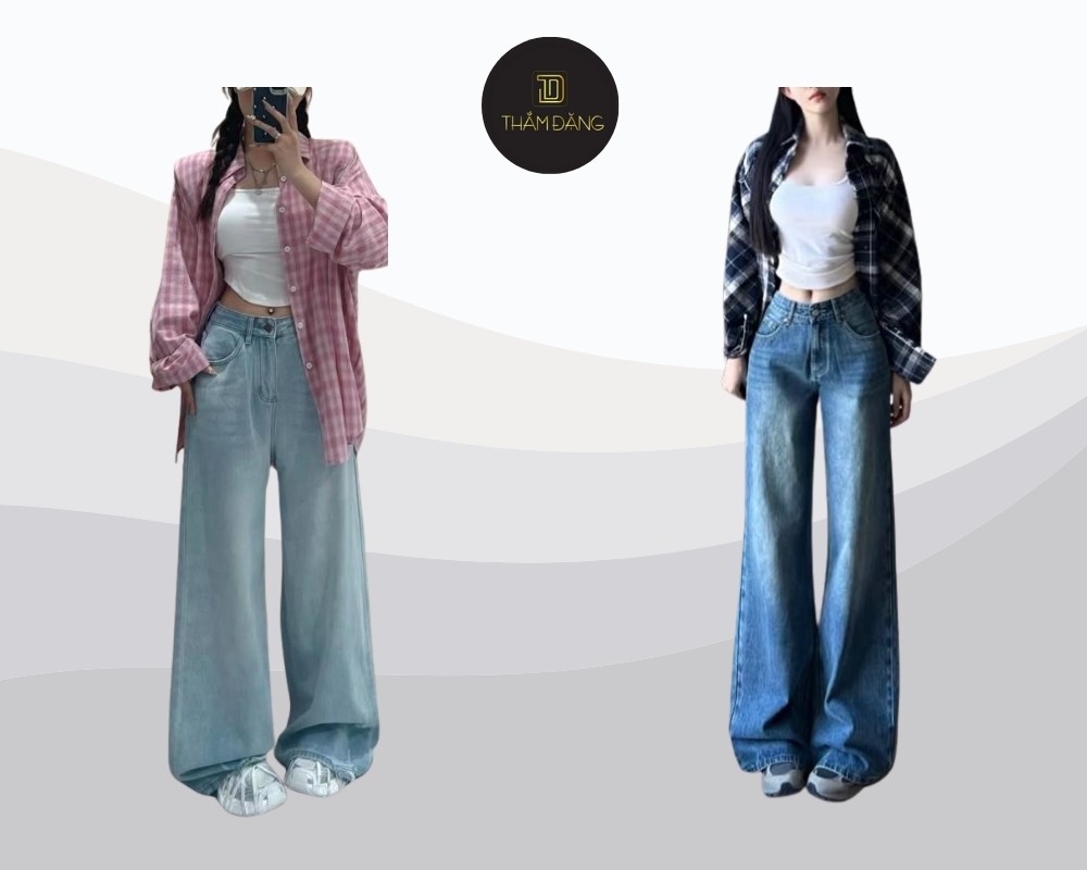 Sơ mi caro kết hợp quần baggy nữ ống rộng tạo phong cách vintage độc đáo, cuốn hút và phù hợp mọi mùa