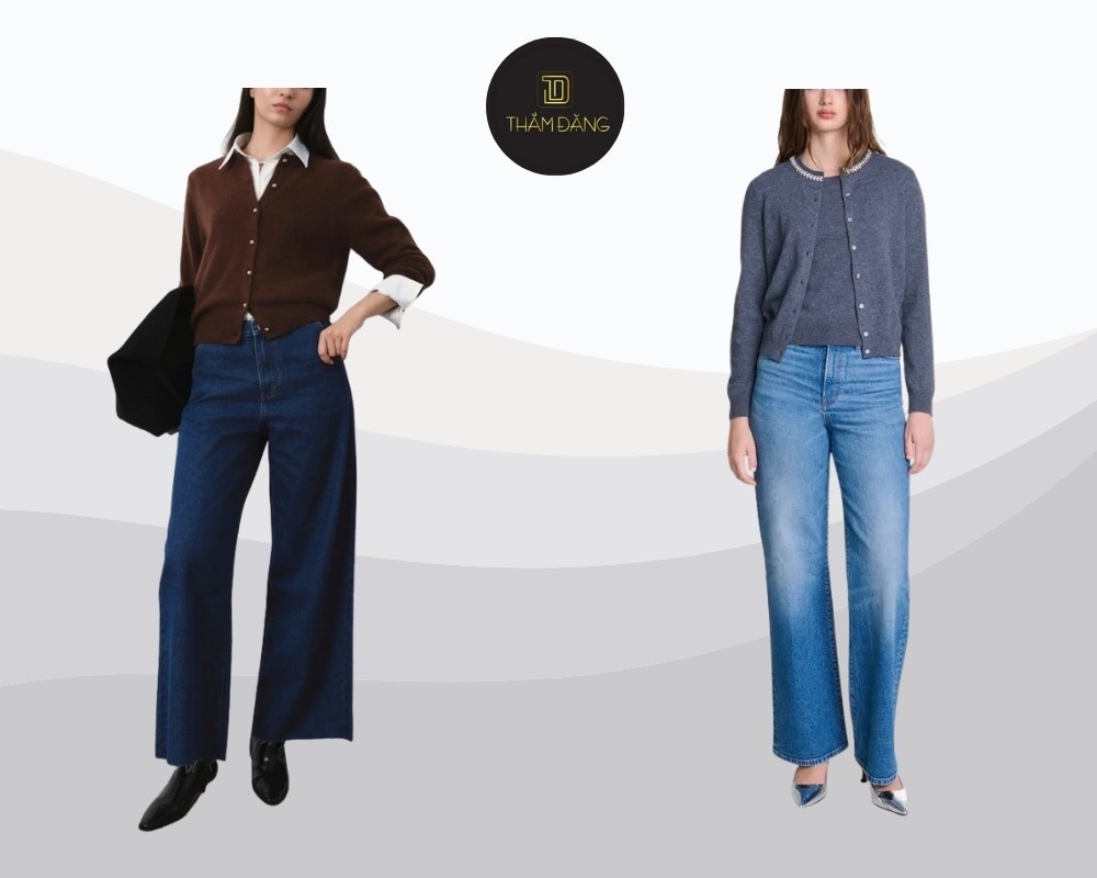 Cardigan mỏng nhẹ kết hợp quần baggy nữ ống rộng tạo phong cách thanh lịch, thoải mái và phóng khoáng