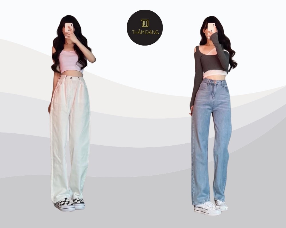 Phối quần baggy ống rộng với áo crop top tạo phong cách thanh lịch, 
