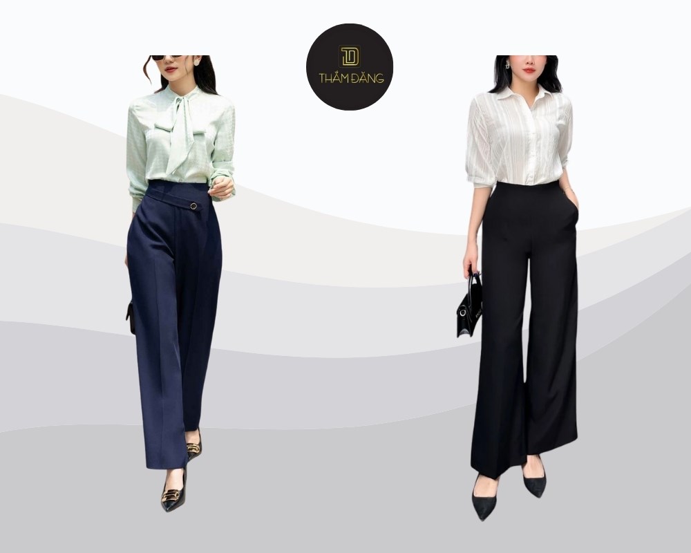 Kết hợp áo sơ mi với quần baggy nữ ống rộng tạo phong cách thanh lịch, thoải mái và năng động