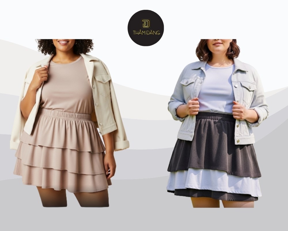 quần giả váy cho người mập giúp outfit hài hòa