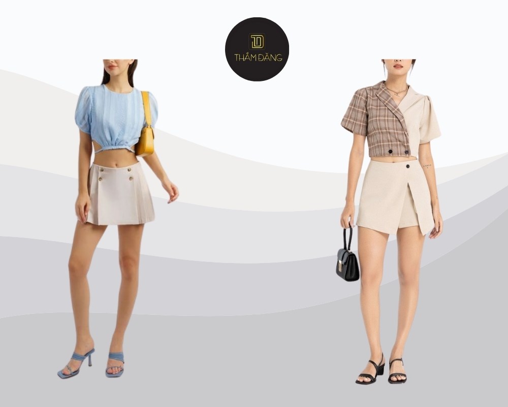 croptop phối quần giả váy 