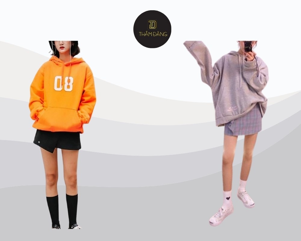 set đồ hoodie và quần giả váy trẻ trung